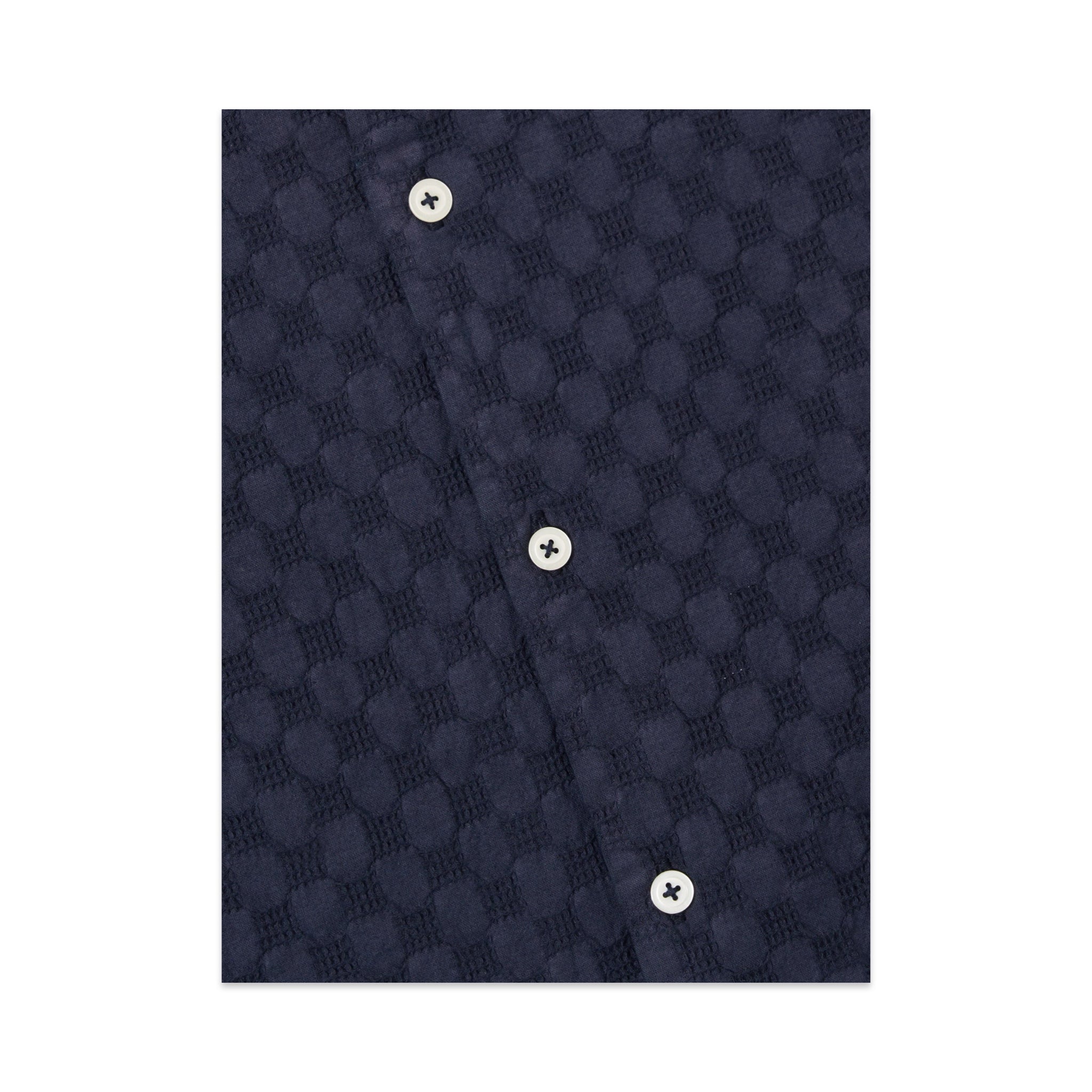 Universal Works Road Shirt Dot Waffle navy