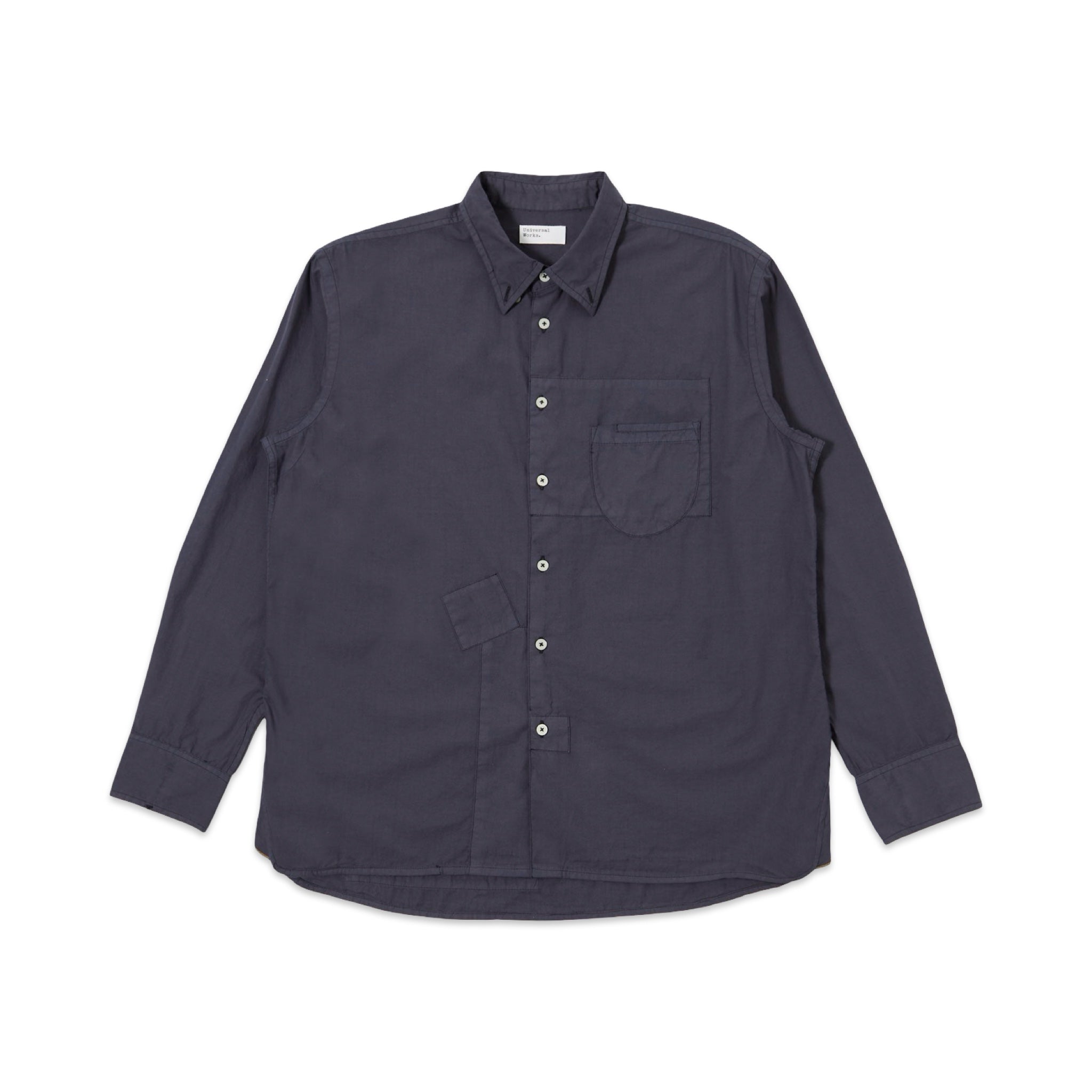 Universal Works Patched Lazy Day Shirt Poplin navy