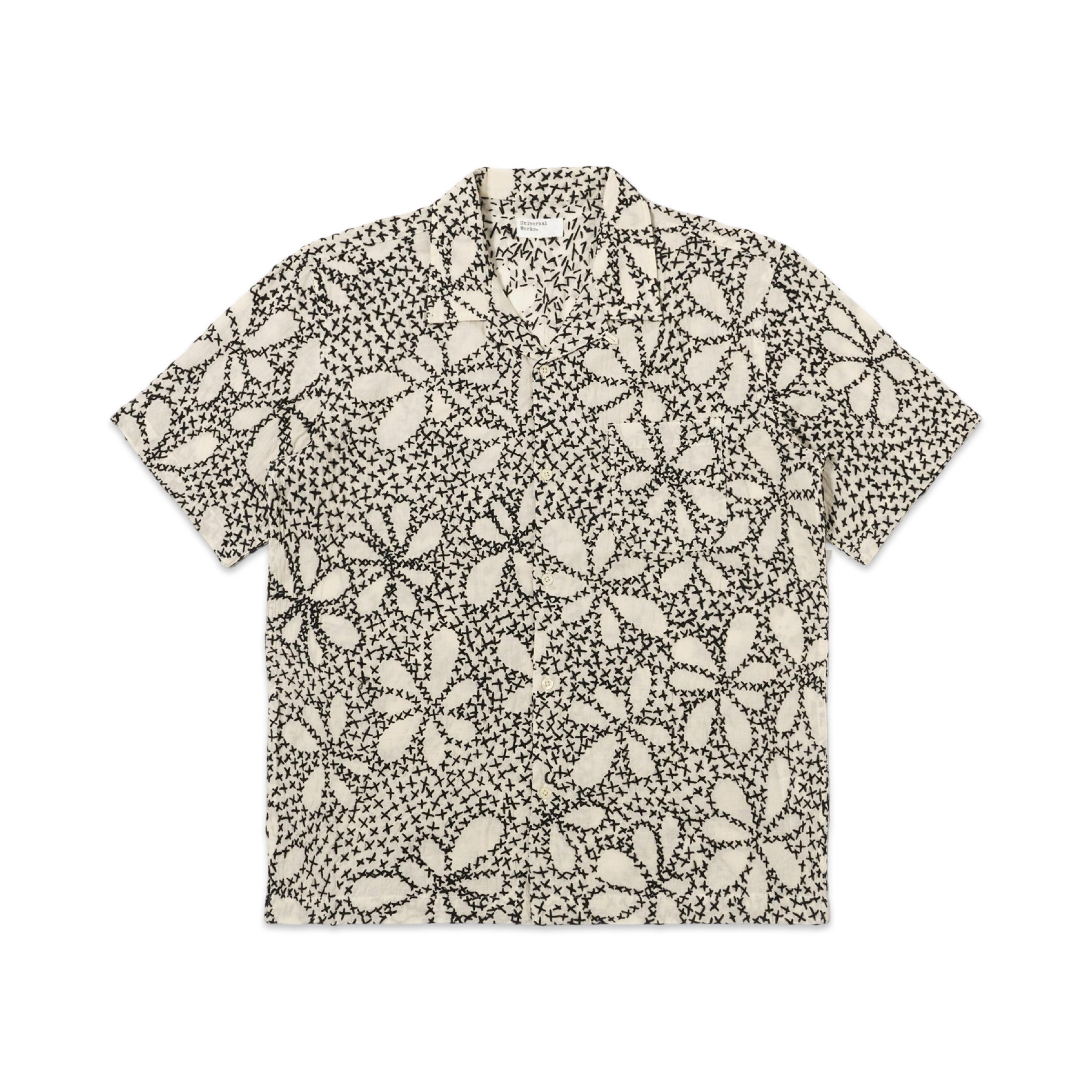 Universal Works Road Shirt Kantha Flower ecru/black