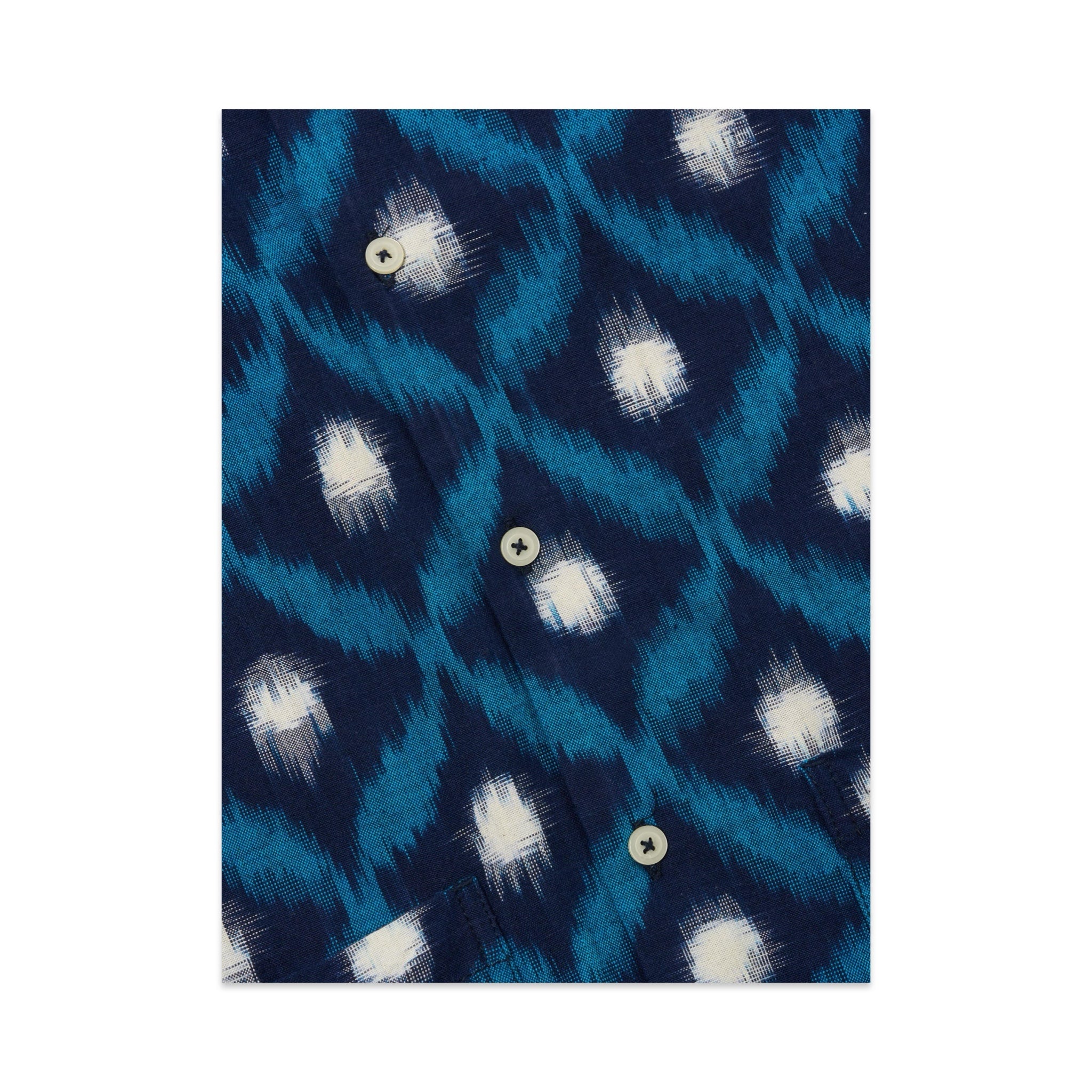 Universal Works Deck Shirt Diamond Ikat indigo