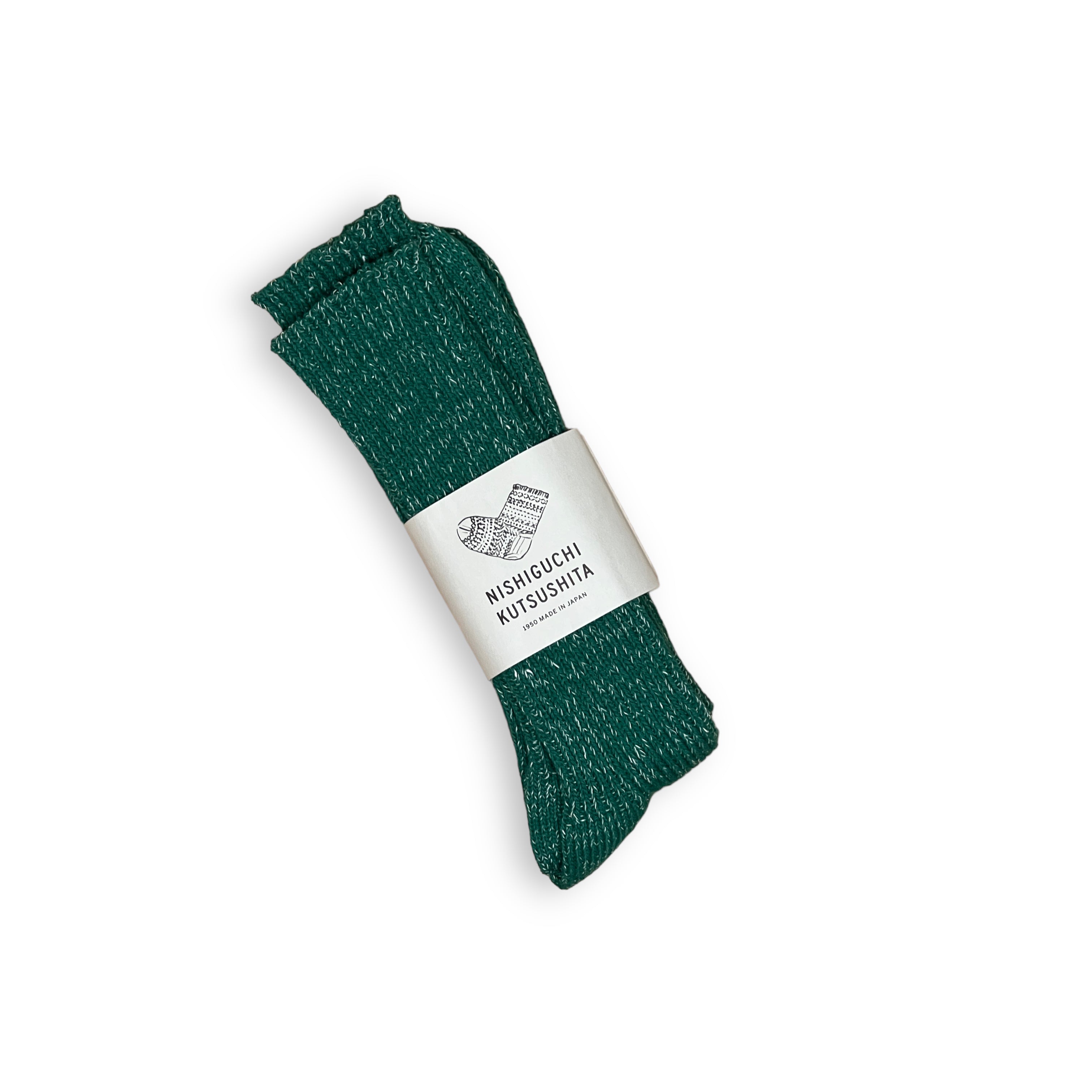 NISHIGUCHI KUTSUSHITA Hemp Cotton Ribbed Socks park green
