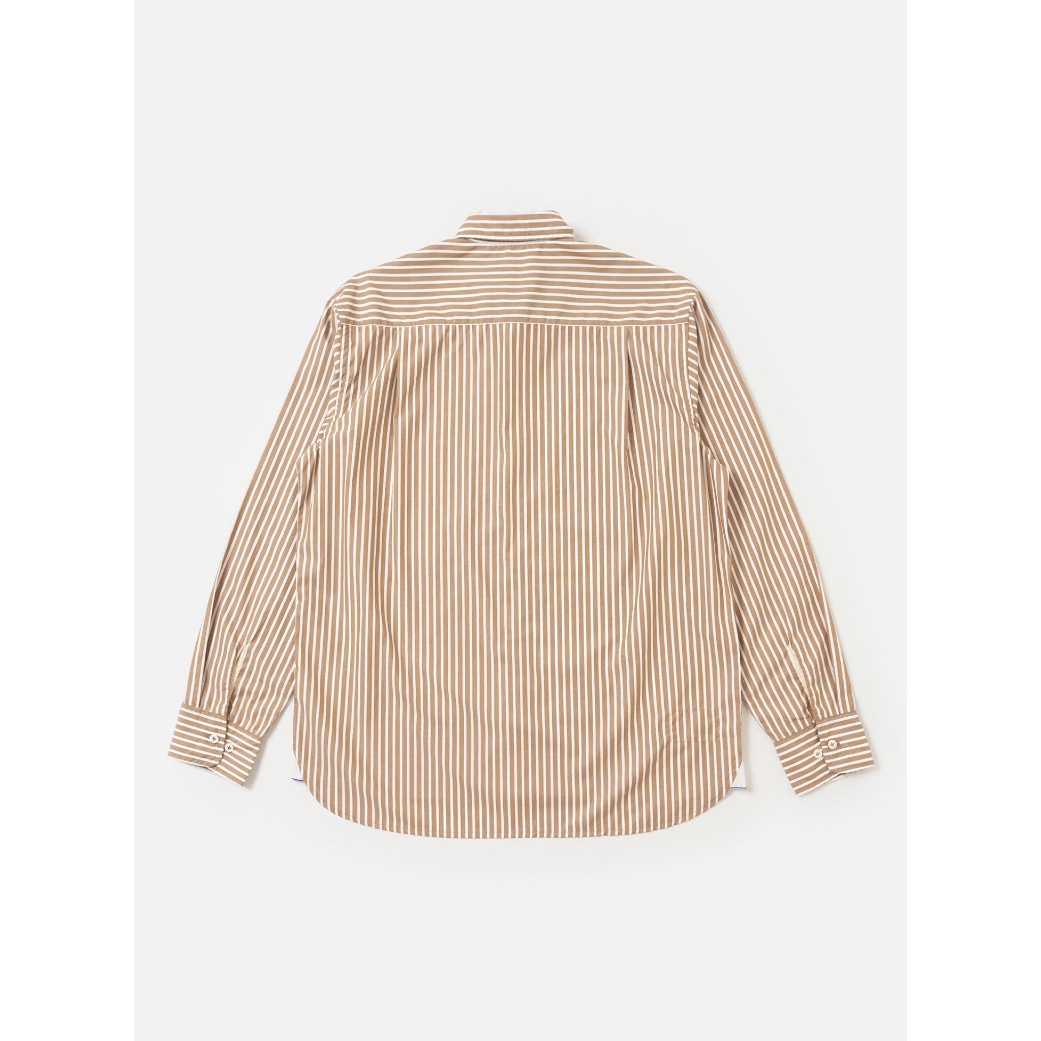 Universal Works Square Pocket Shirt Cotton Stripe brown/white