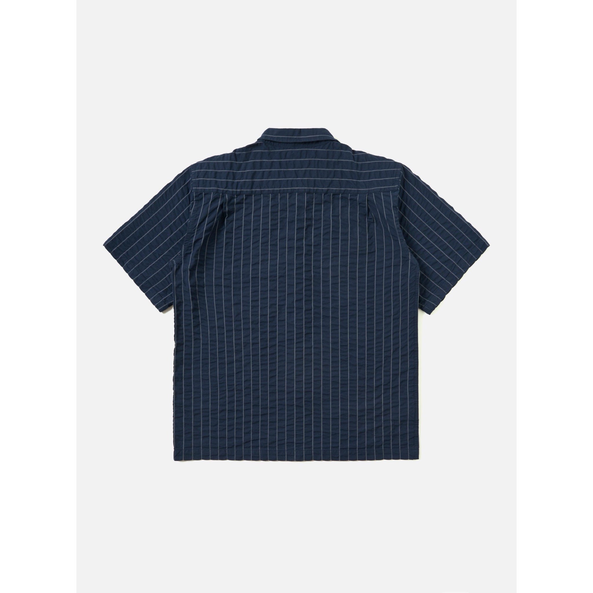 Universal Works S/S Fatigue Shirt Chester Stripe navy