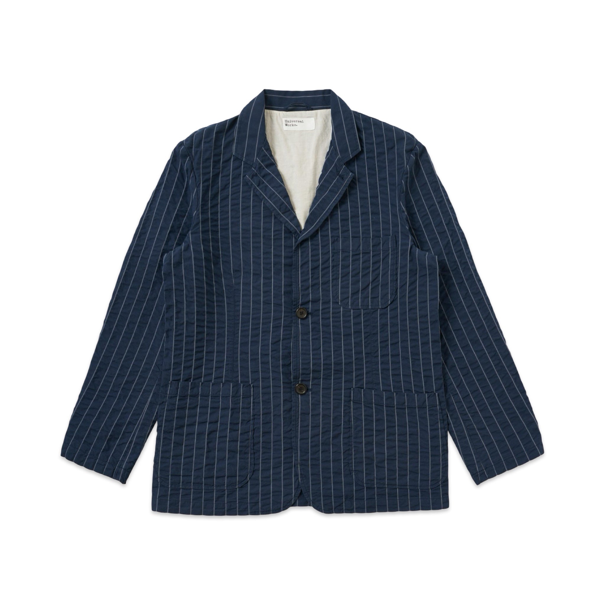 Universal Works Two Button Jacket Chester Stripe navy
