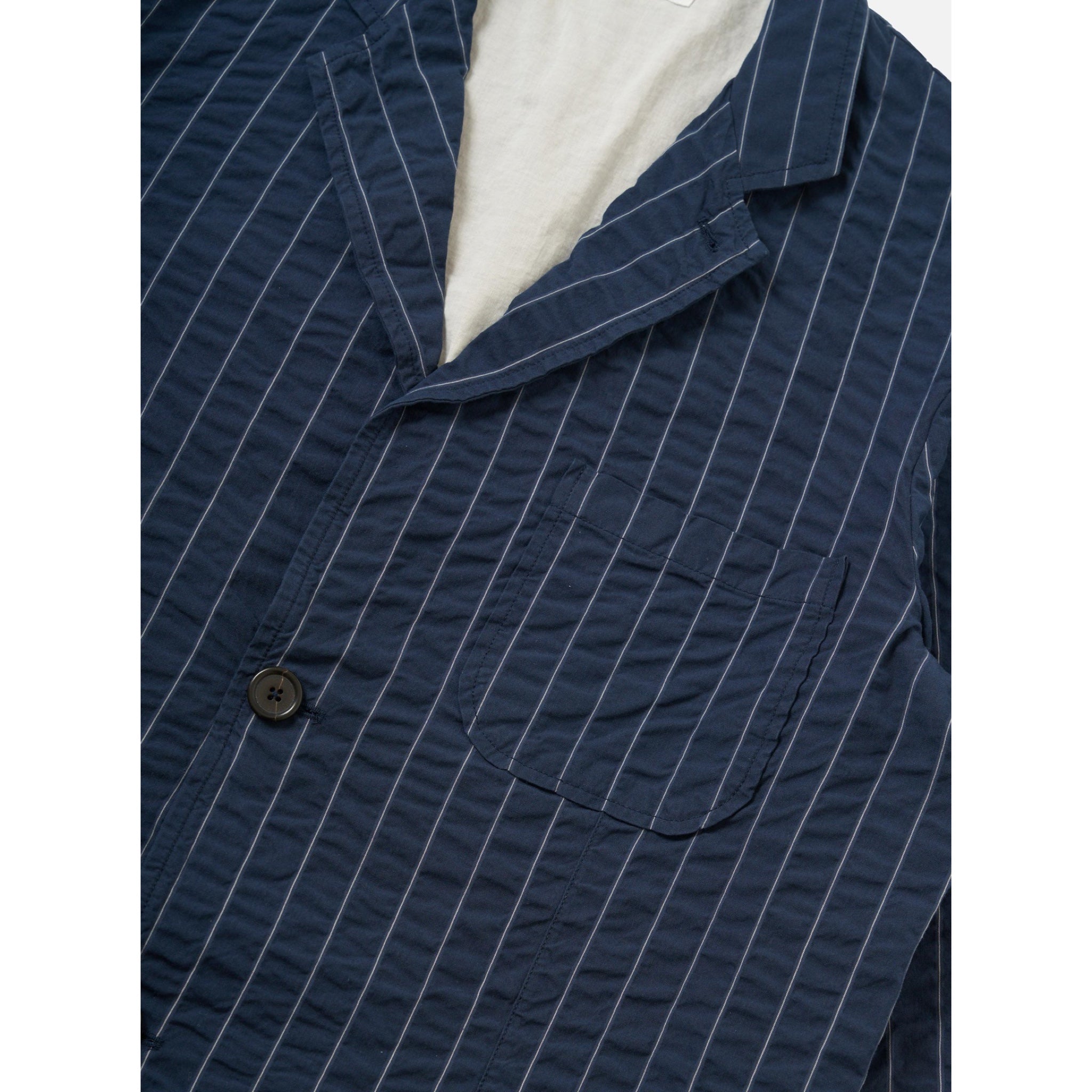 Universal Works Two Button Jacket Chester Stripe navy