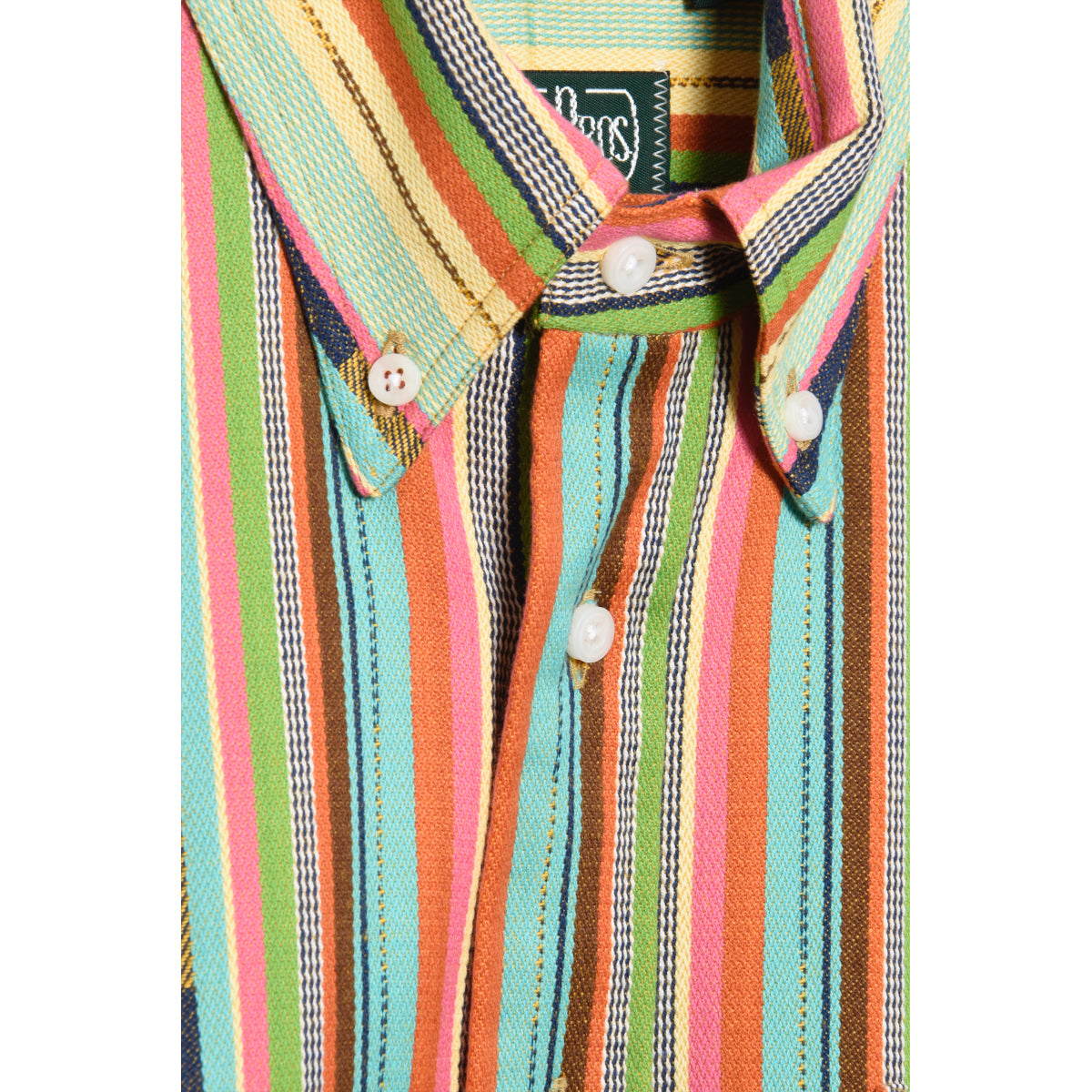 Gitman Brothers Vintage button down shortsleeve playa handwoven dobby stripe
