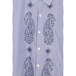 Universal Works Road Trip Shirt emb poplin stripe navy/white P28062