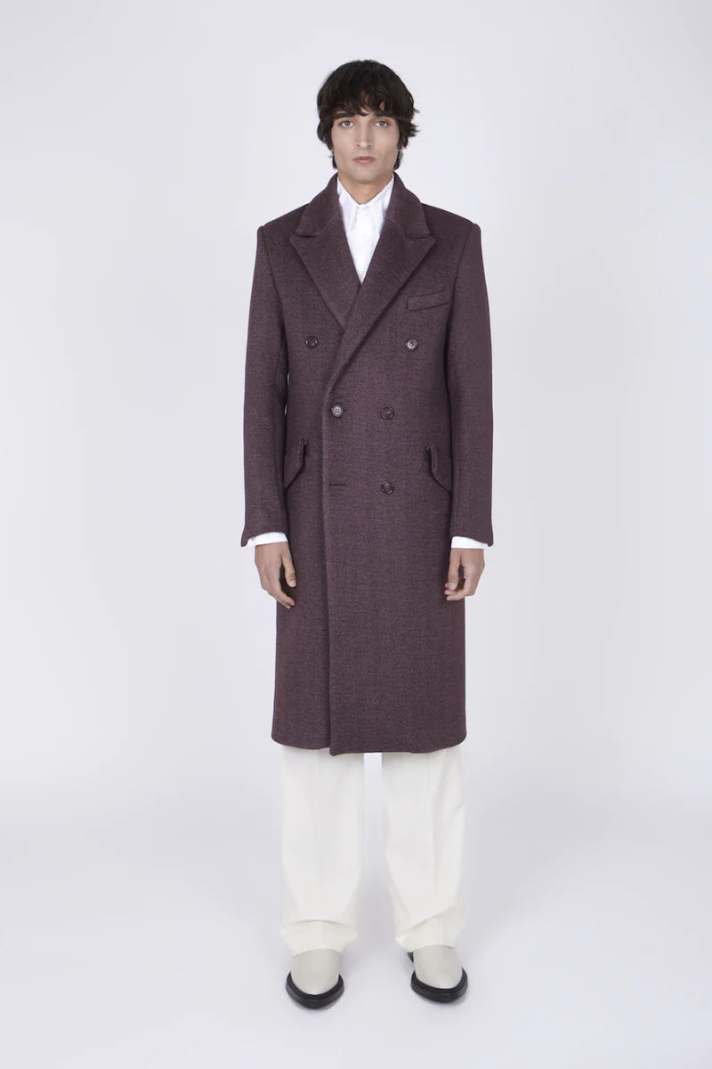 Mans Plymouth Coat houndstooth burgundy