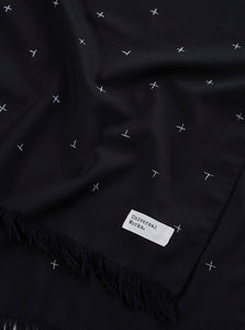 Universal Works Long Scarf embroidery black P2569