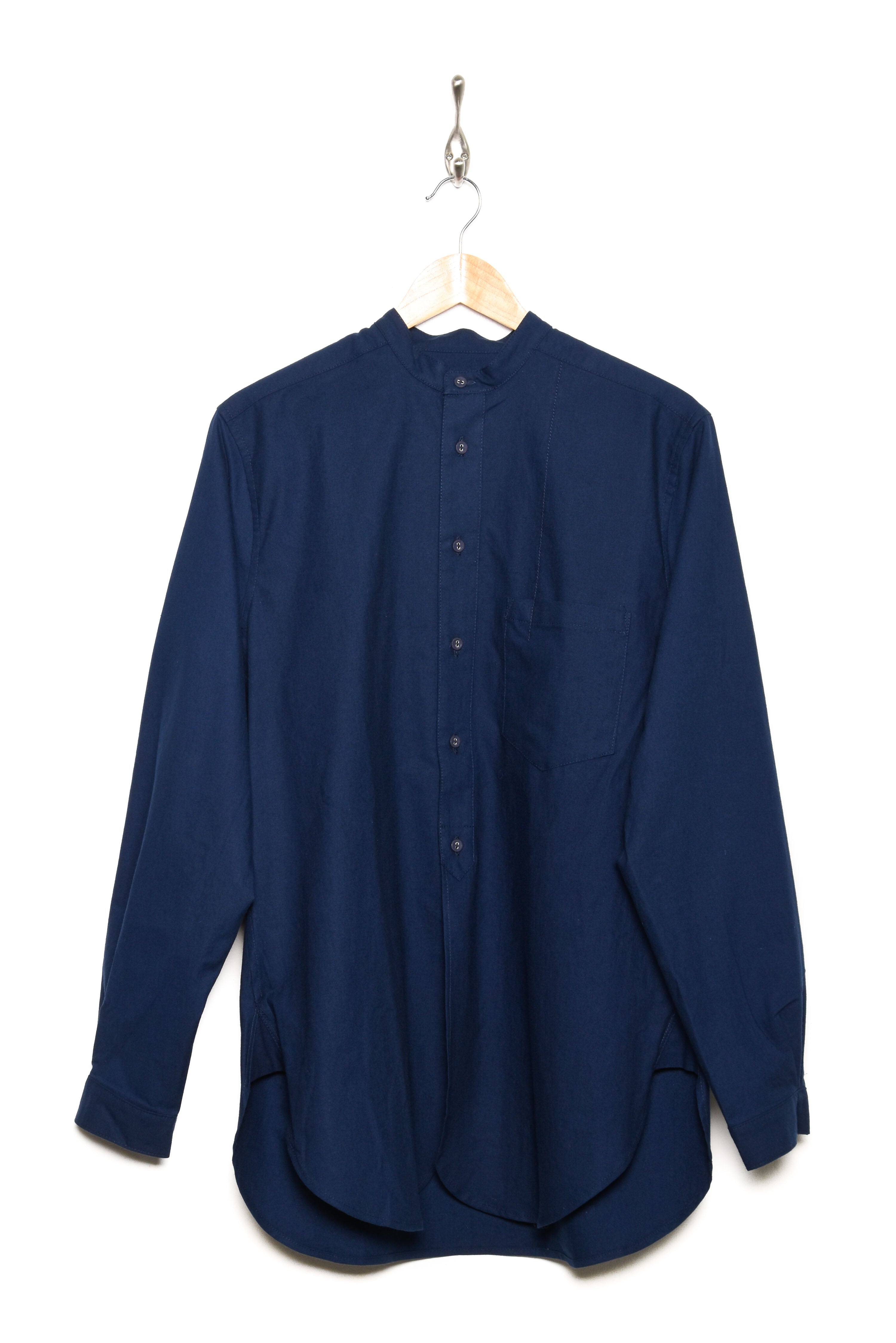 Frank Leder Collarless Shirt baltic blue dyed
