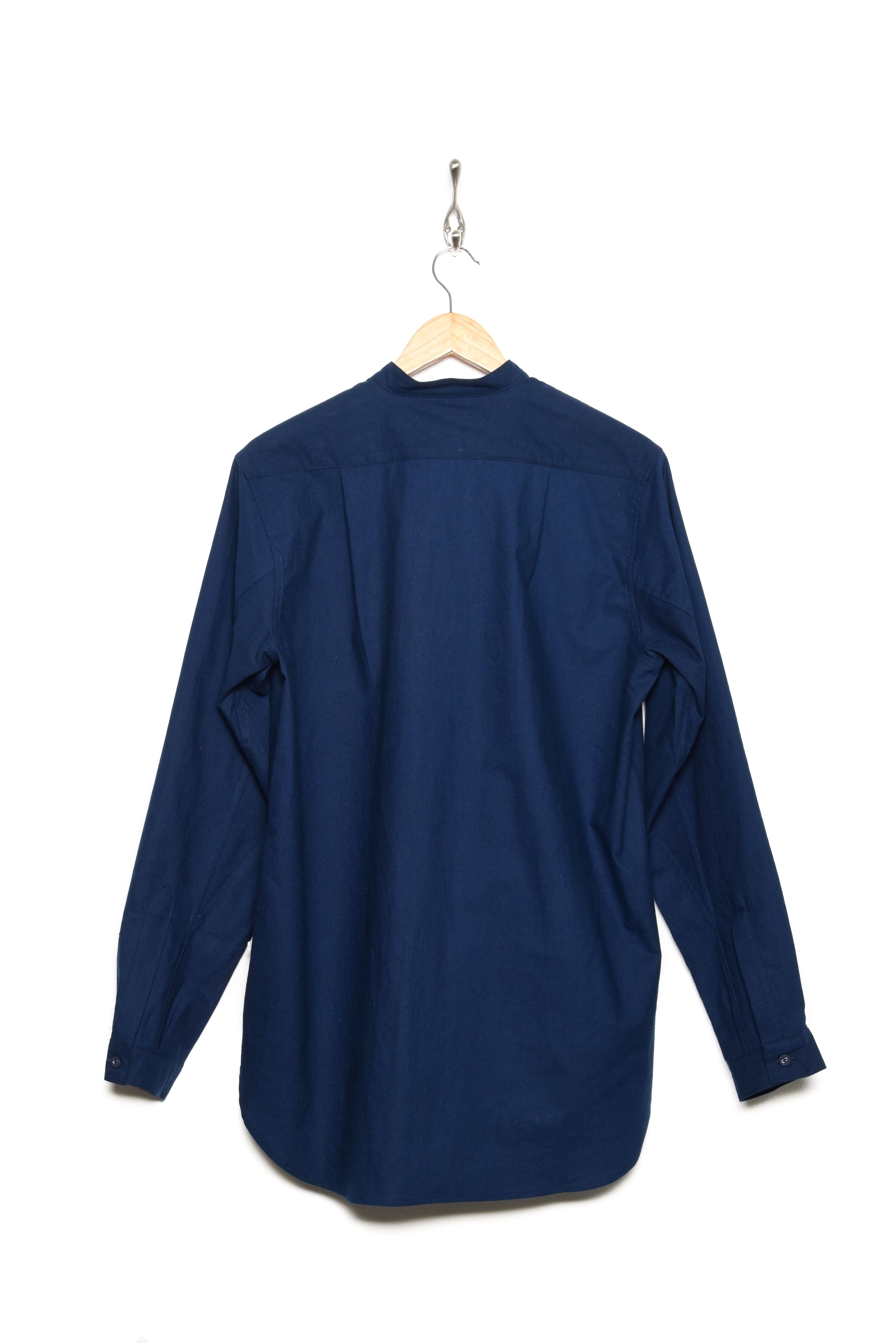 Frank Leder Collarless Shirt Baltic Blue gefärbt
