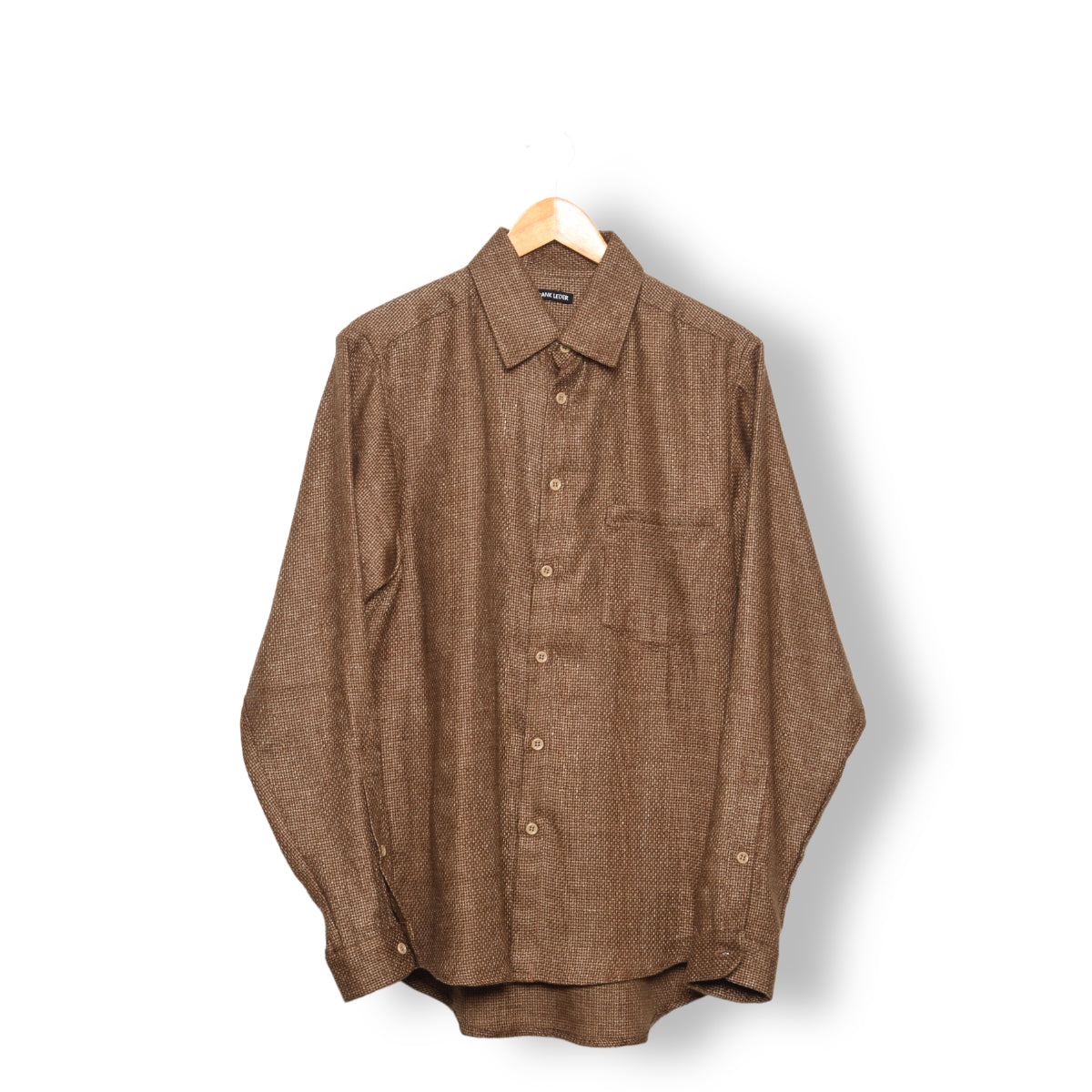 Frank Leder Bronze Weave Wool Shirt brown