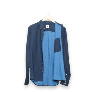 Delikatessen Feel Good Shirt D715/AL59 navy/turquoise linen
