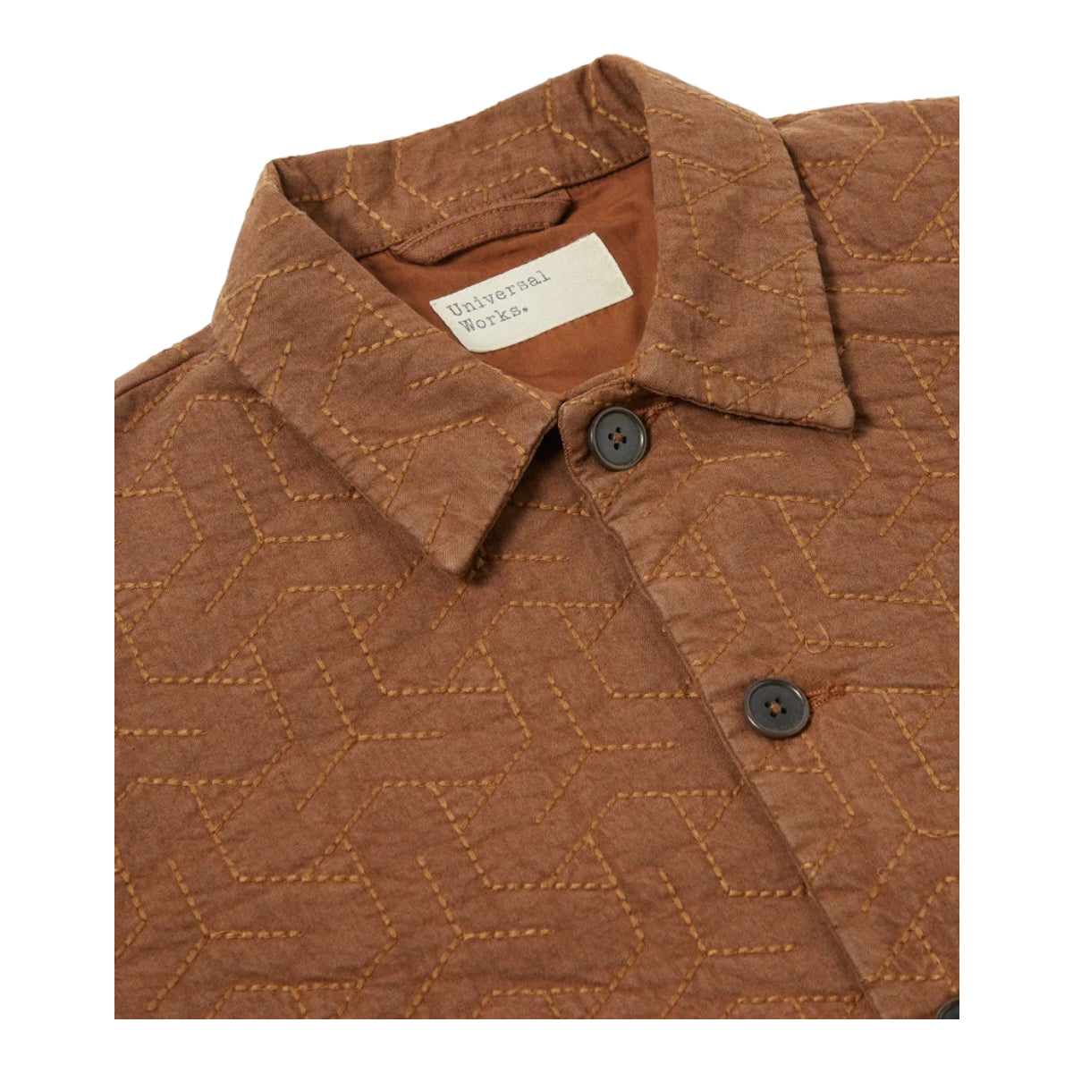 Universal Works Travail Quilt Shirt marl twill brown P2735