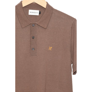 Nowadays Knitted Silk Polo brown lentil