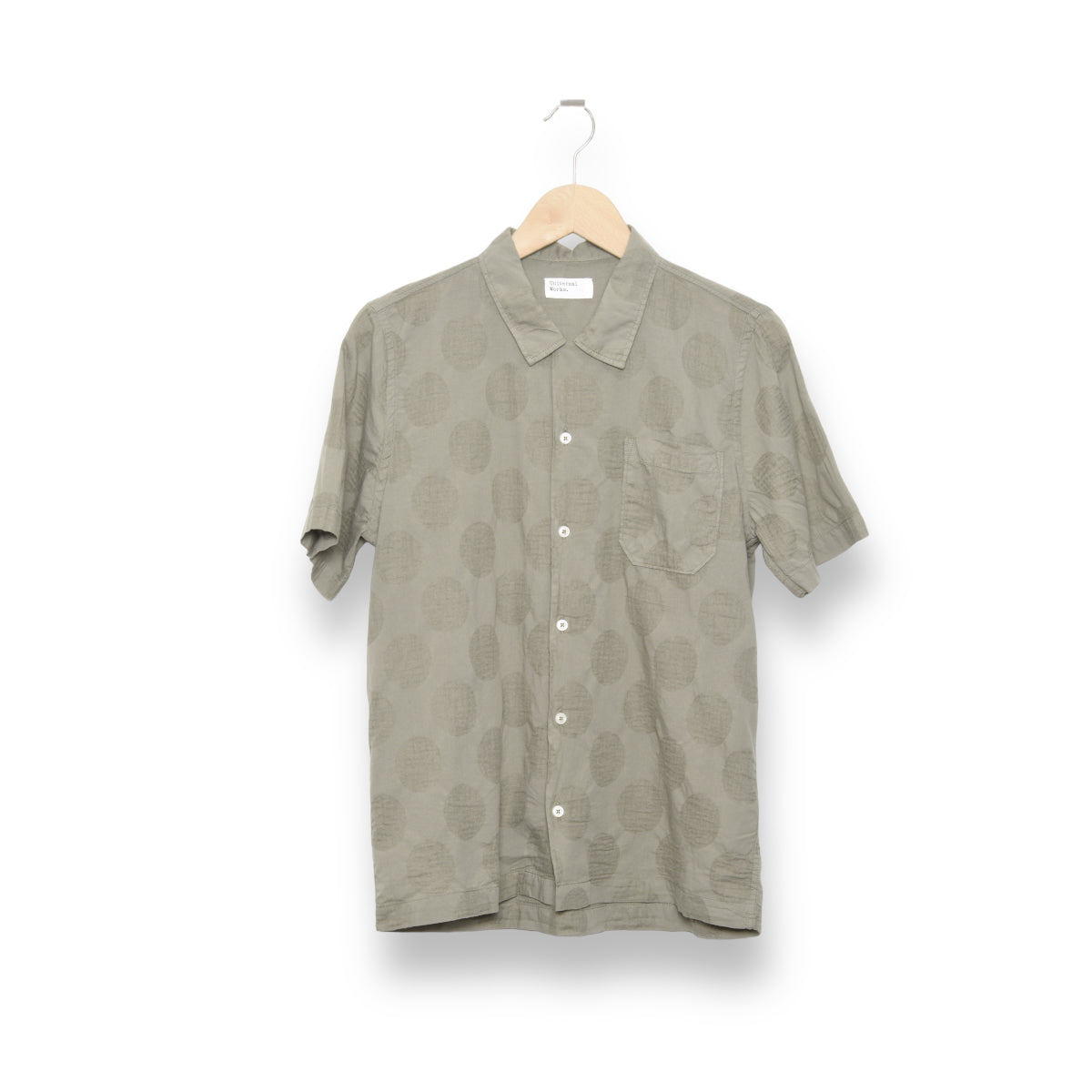 Universal Works Road Shirt dot cotton lt olive 28684
